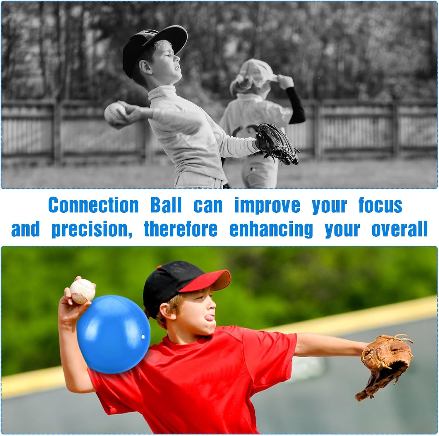 RoundFunny 4 Sets Connection Ball for Baseball 9.8 Inches Soft Baseball Hitting Trainer, Improve Arm Action and Hitting Pitching Training Efficiency