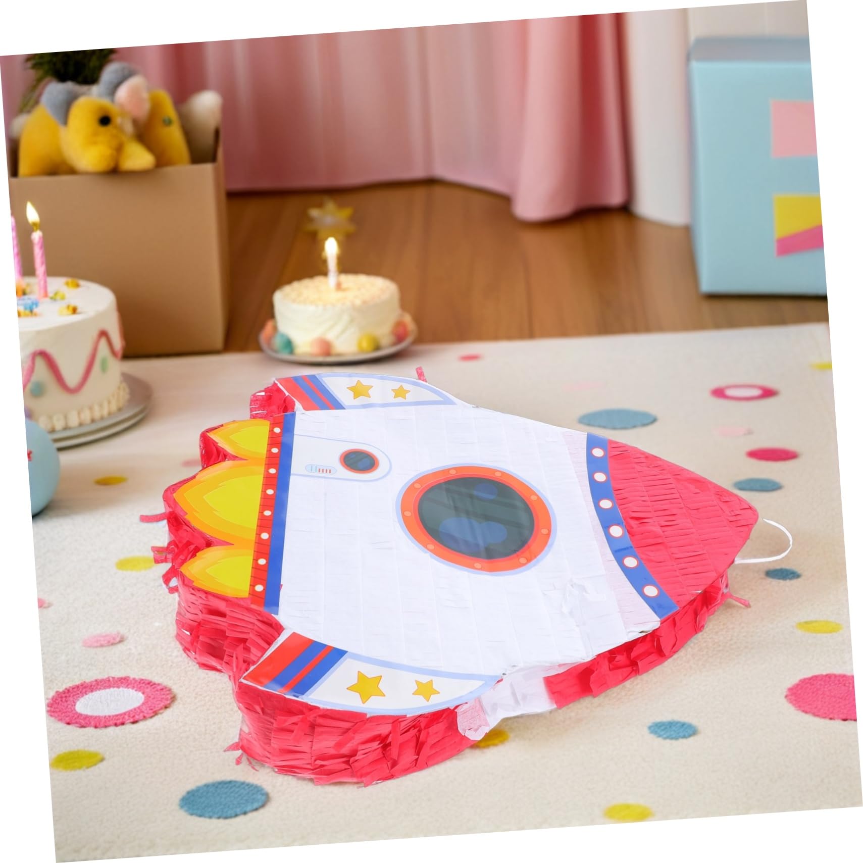 ibasenice Piñata Cohete para Fiesta de Cumpleaños Infantil con Confeti y Palito para Vendar los Ojos Artículos para Fiestas y Decoración de Piñata de Juguete para Decoraciones de Cumpleaños