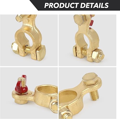 Miniatura 4 de SINGARO Conector de terminal de batería de automóvil, cable de cobre puro, clip de poste superior positivo y negativo, aplicable a accesorios de