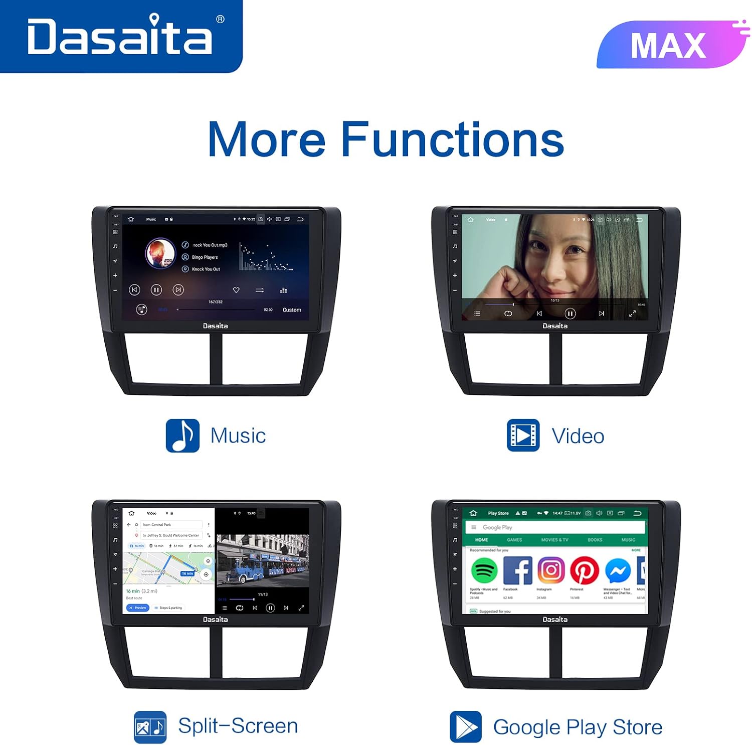 Dasaita 9" Android 10.0 Car Stereo Head Unit 4G RAM 64G ROM for Subaru Forester XT Impreza WRX 2008 2009 2010 2011 2012 Radio Touch Screen GPS Navigation Dash Built in DSP Bluetooth -Compatible