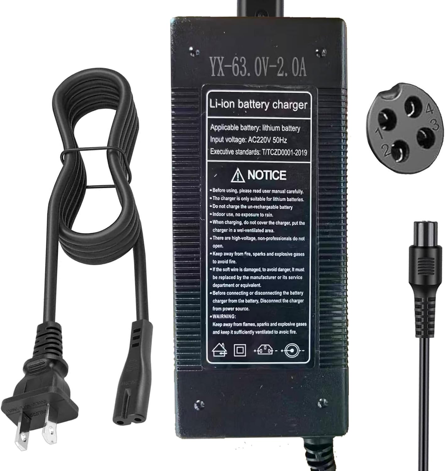 63V 4 Prong Charger for Ninebot S (Not for S-Plus) / Mini PRO/Mini lite / L8 / One A1/ One S2/ S-MAX, N3M240, GoKart Kit, Gokart PRO, 4-Pin fits for Segway Ninebot Charger