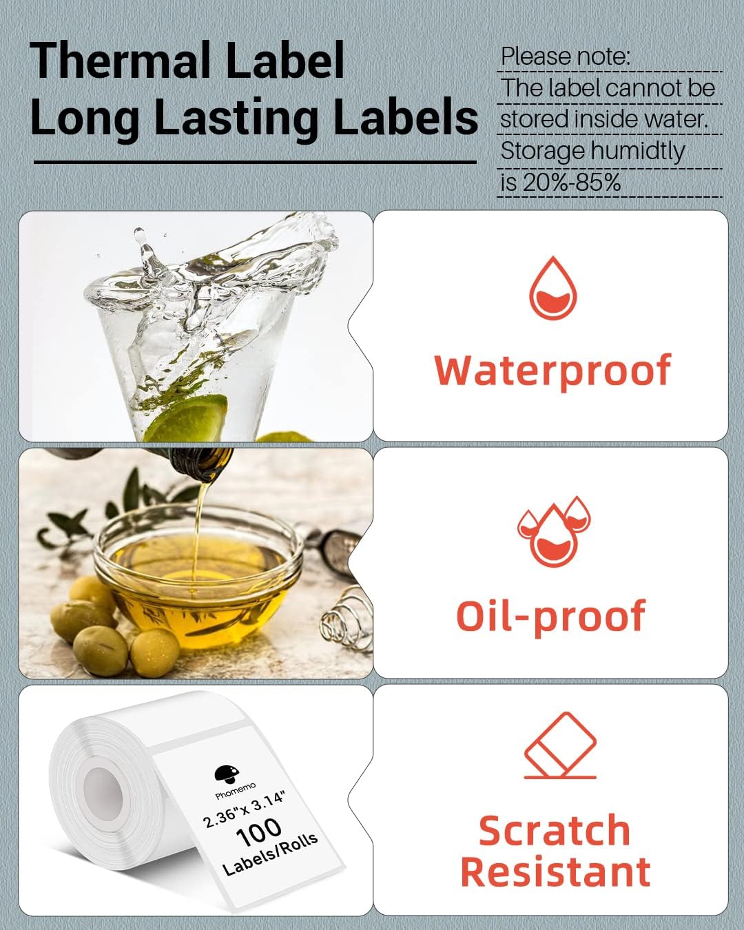 Phomemo Thermal Sticker Labels- 2.36"x 3.15"(60x80mm) Thermal Label for M221/M220/M250/M260, for Barcode/Address/Mailing/Logo/Business/Home Tag - Image 4