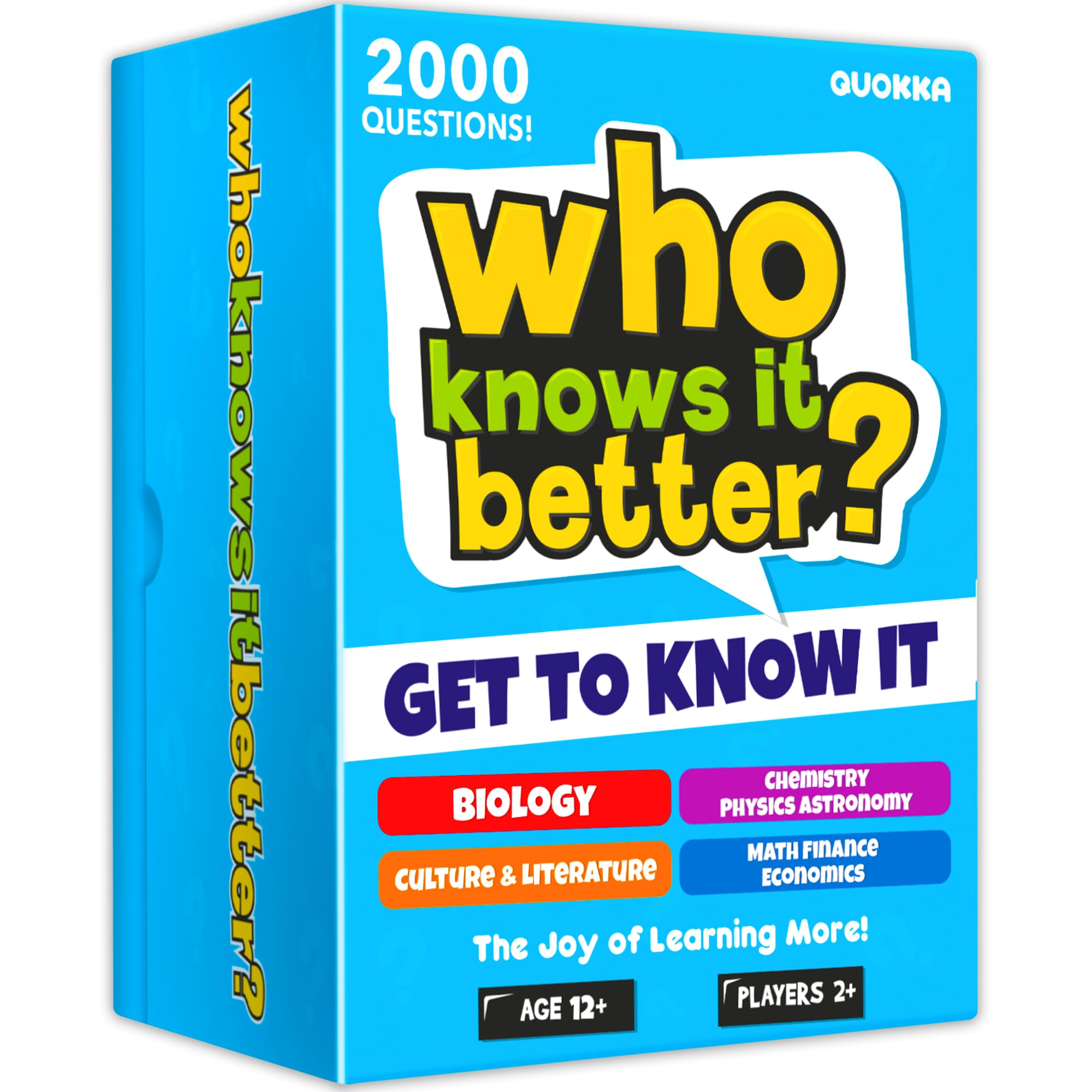 QUOKKA Trivia Card Games For Kids 8-12, Set 4 in 1 Board Games for Adults & Teens 12+ Who Know It Better?