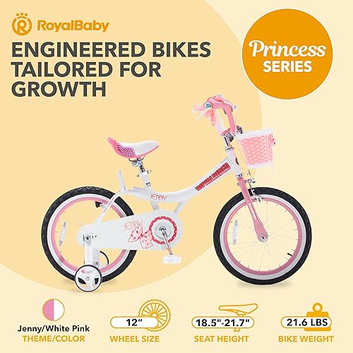 Miniatura 4 de Royalbaby Princess - Bicicleta para niñas de 12, 14, 16, 18, 20 pulgadas, con cesta para niños de 3 a 12 años