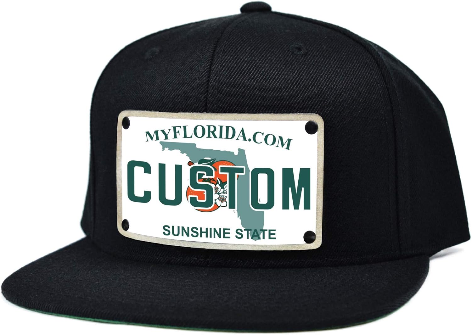 Custom Florida License Plate Snapback Hat Black