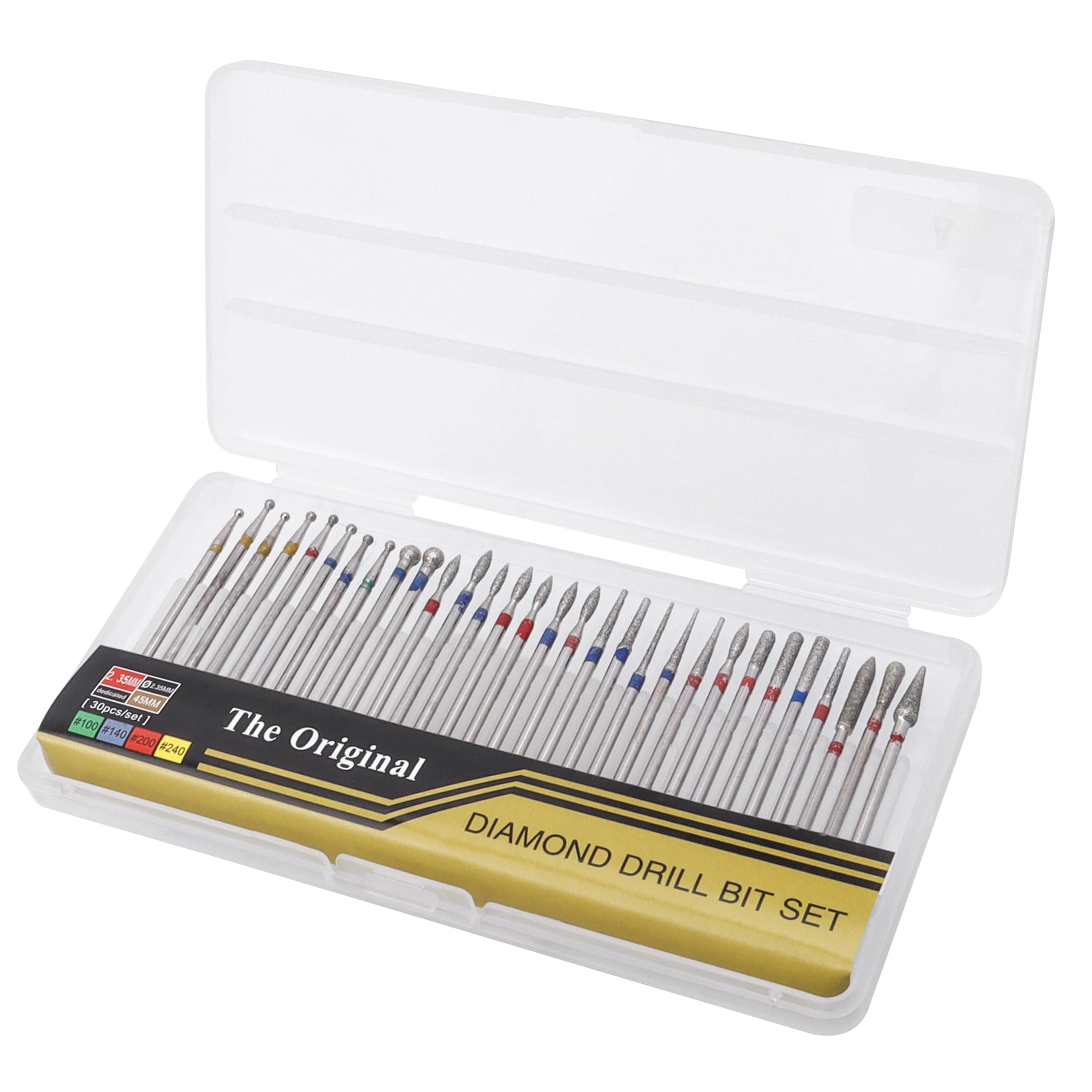 Juego de Brocas para Manicura, 30 Piezas Fresas para Torno Manicura Uña Brocas Herramientas para Uñas con Mandril de (2.35mm) para Manicura Pedicura Salón