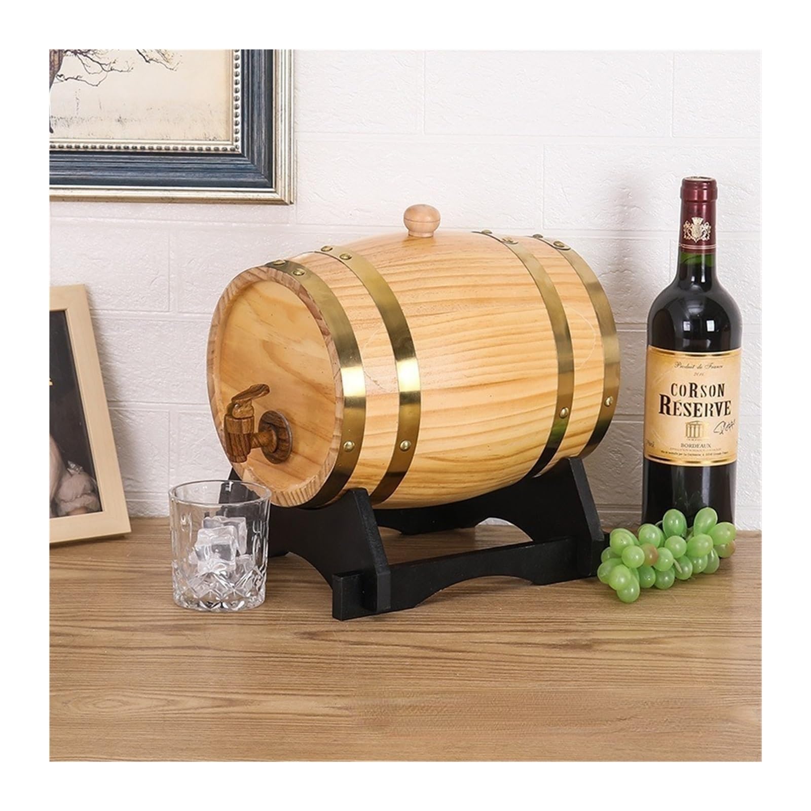 Botte di legno di rovere, per uso domestico, per vino rosso, serbatoio interno, barile per vino, barbecue, birra, vino (1,5 L)