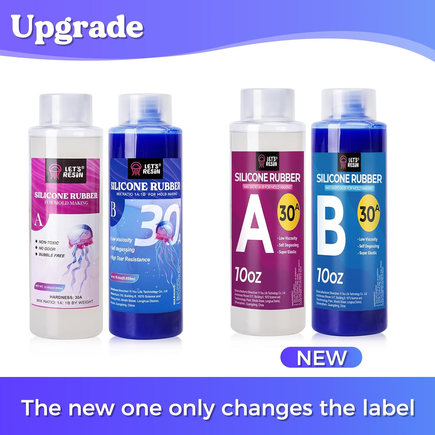 LET'S RESIN Silicone Molds Making Kit 30A, Blue Silicon for Making 2 Part Molds, Liquid Silicone Rubber Mixing Ratio 1:1 - Ideal for Resin Molds, 3D Molds DIY Making (20.8oz)
