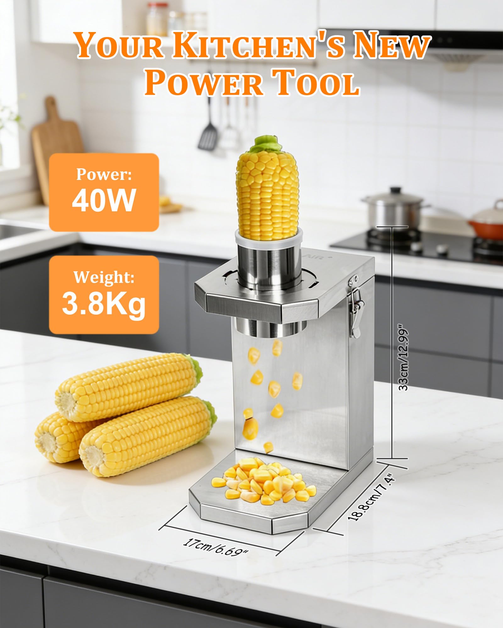 Spelafili automatico per mais, elettrico, in acciaio inox, per uso domestico e agricolo