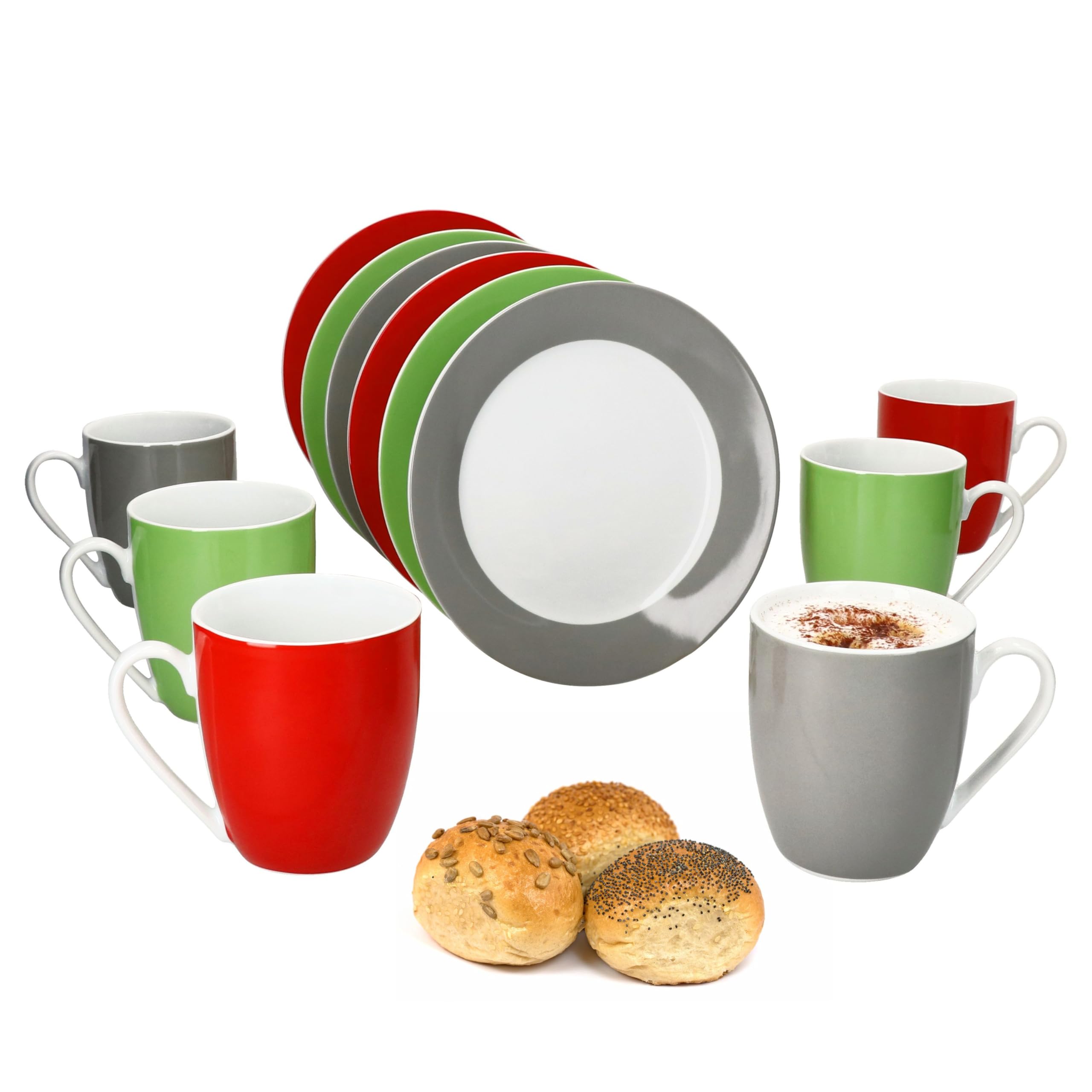 MamboCat Viola 18-delige koffieservies, wit porseleinen servies met bloemendecoratie voor 6 personen, 6 x kopjes van 170 ml, schoteltjes en borden voor ontbijt en koffie MamboCat Viola 18-delige koffieservies, wit porseleinen servies met bloemendecoratie voor 6 personen, 6 x kopjes van 170 ml, schoteltjes en borden voor ontbijt en koffie
