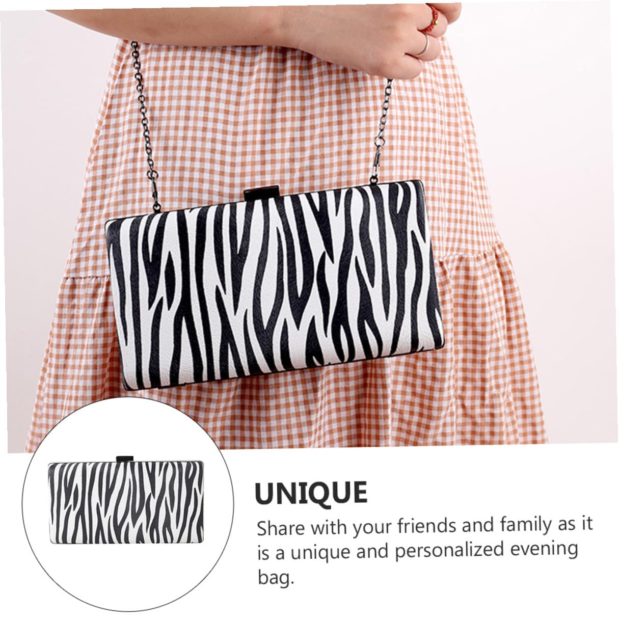 minkissy Bolso de Noche de Pu Rayas de Cebra, Elegante para Fiesta