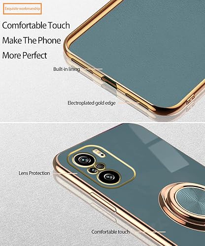 Miniatura 9 de Wousunly Compatible con Xiaomi Poco F3 Case Ring Holder Magnet Green, Xiaomi Mi 11i Funda de teléfono Funda de silicona a prueba de golpes Cubierta