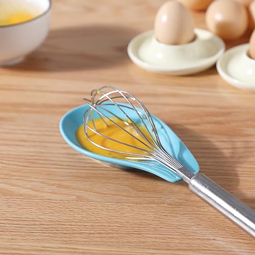 Miniatura 2 de ONTUBE Juego de 4 cucharas de cerámica para buffet, juego de 4, soporte para cucharas de cocina, 6.5 pulgadas (azul)