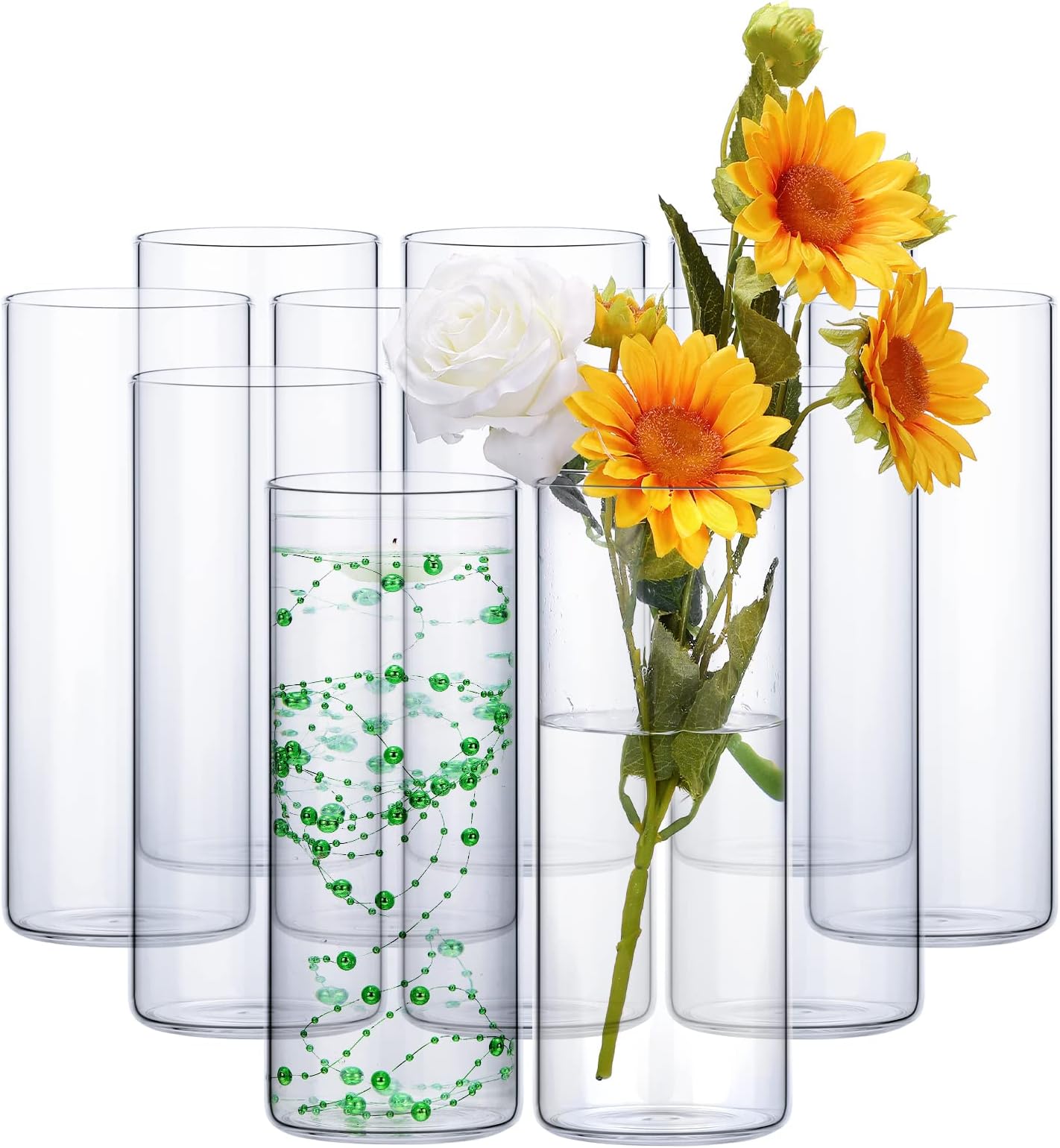 24 Pack Glass Cylinder Vases Tall Vases for Centerpiece