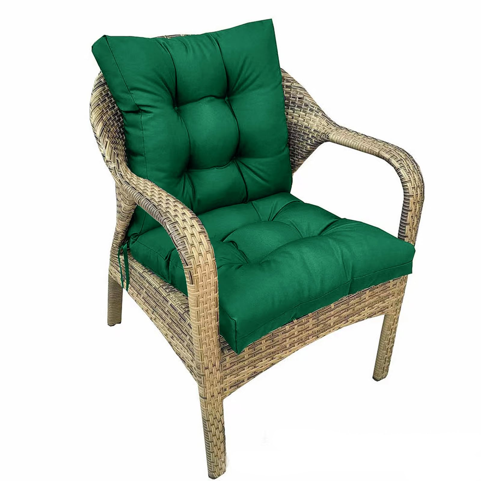 UUluhao Outdoor Seat Chair Cushions with Ties Non-Slip Tufted Replacement Cushion for Patio Furniture Garden High Back Thicken Outdoor Seat Pads Dark Green 41.7"*20.8"*3.9" — image 1