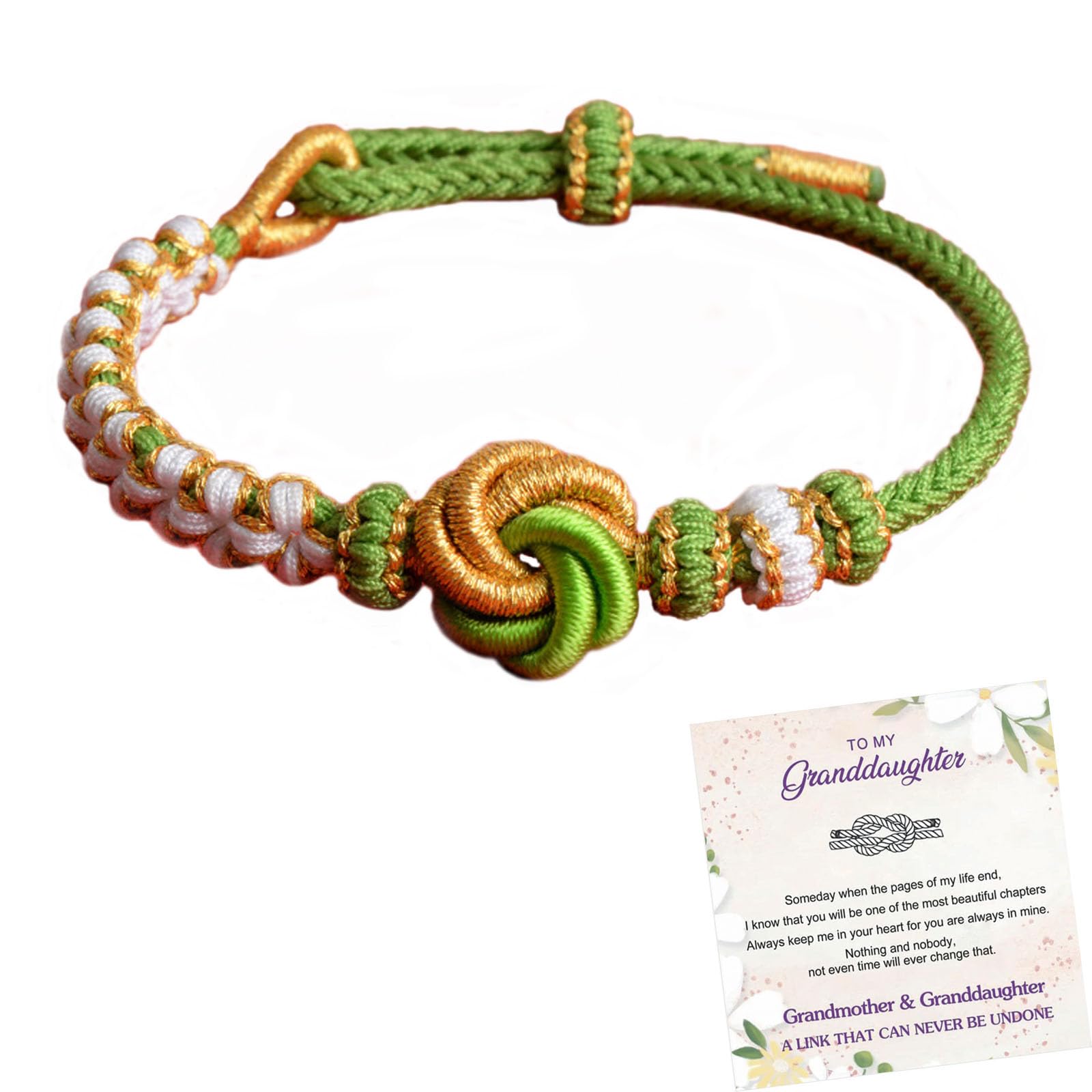 For Granddaughter - A Link That Can Never Be Undone Peach Blossom Knot Bracelet, Granddaughter Bracelet from Grandma Always Be Brave And Be Strong