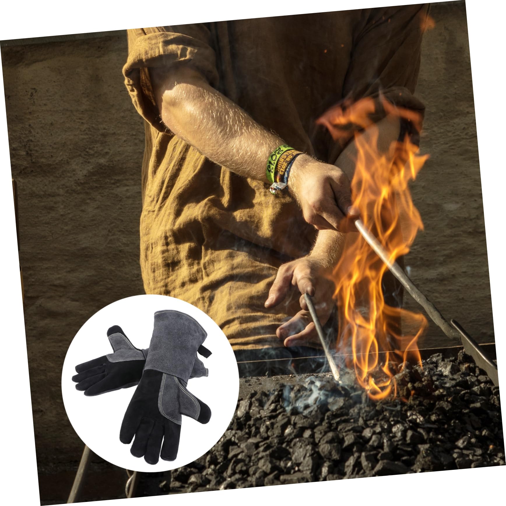 VILLCASE 1paia Guanti Da Barbecue Resistenti Al Calore Guanti Protettivi Per Mani Per Cucina e Giardinaggio Durevoli e Riutilizzabili