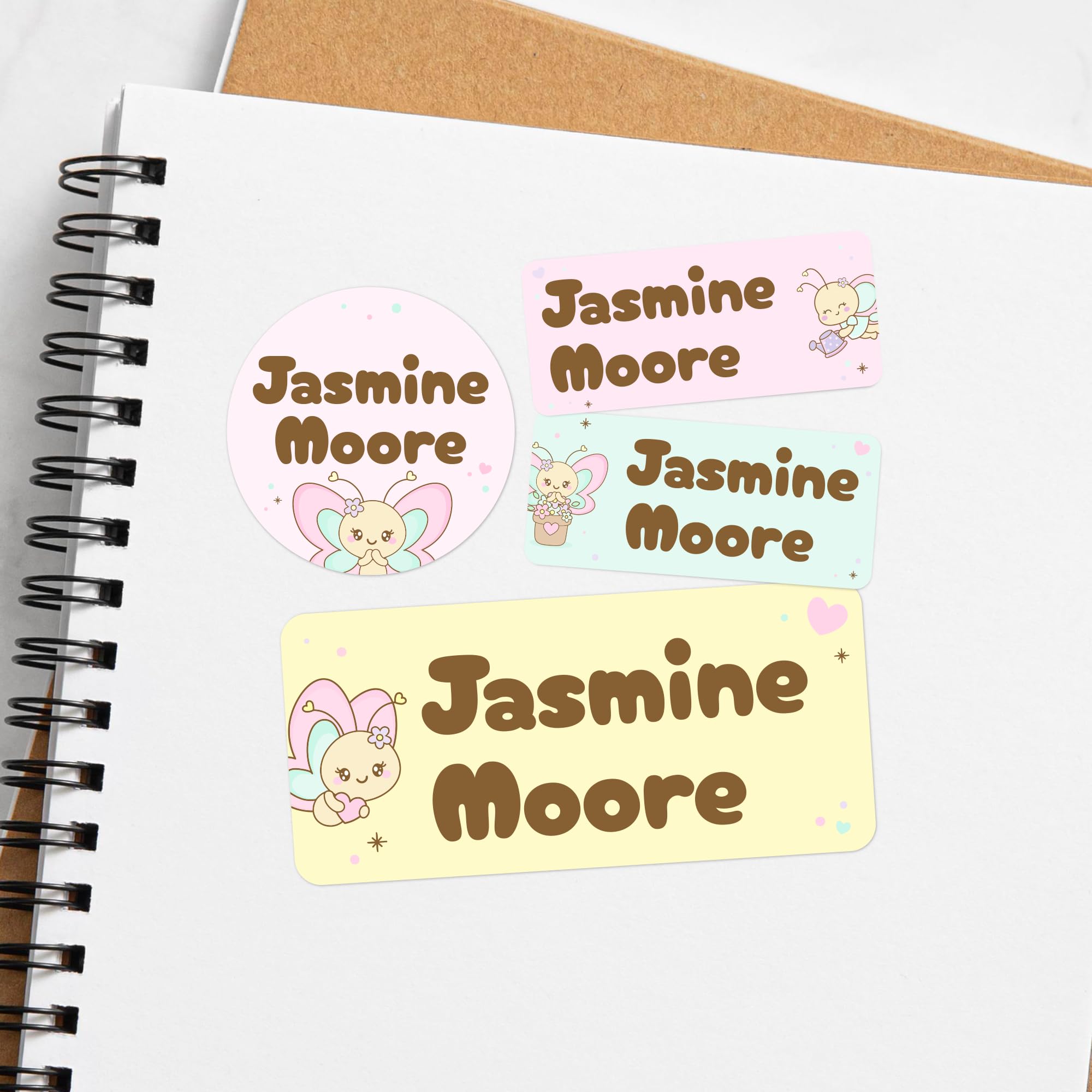 EGD Personalized Name Tag Stickers for Kids (130+ Pack) | Butterfly Waterproof Labels for School Supplies, Bottles & Lunch Boxes | Custom Vinyl Name