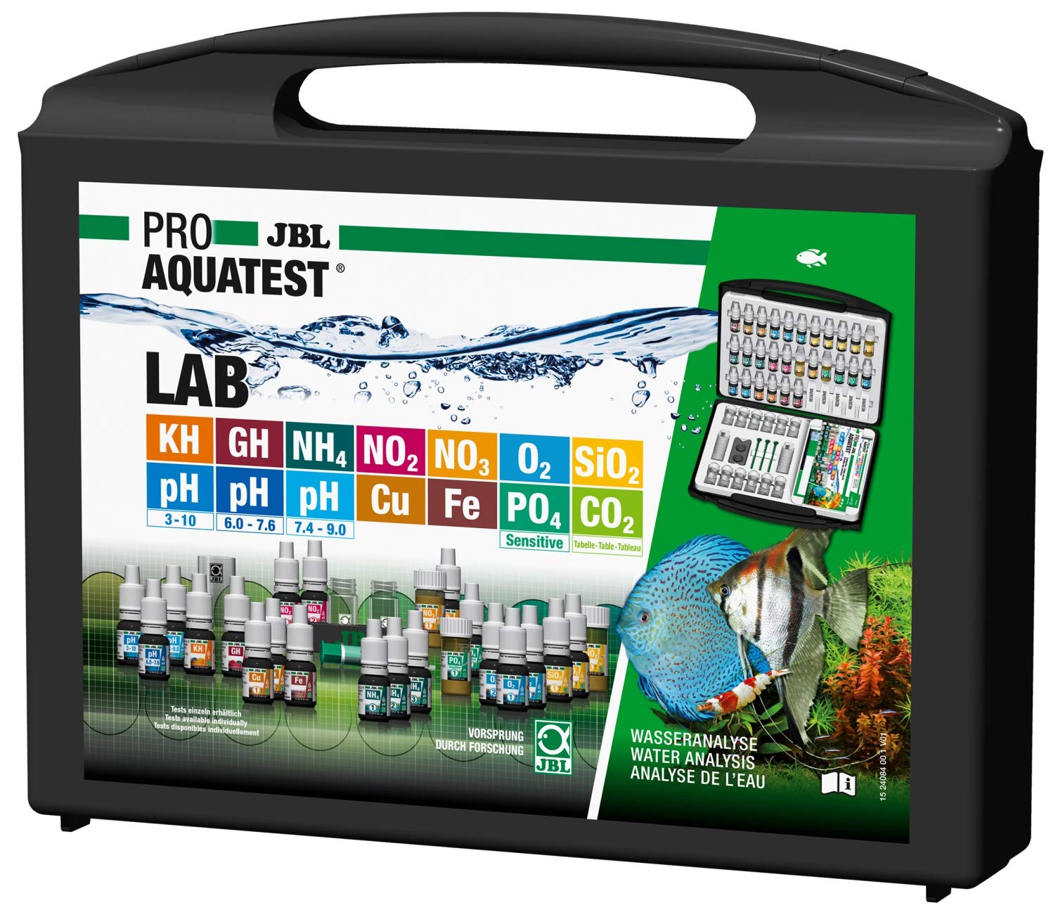 JBL Maletín de Prueba de Agua, 14 Pruebas y Accesorios, para acuarios de Agua Dulce y Agua del Grifo, ProAquaTest Lab