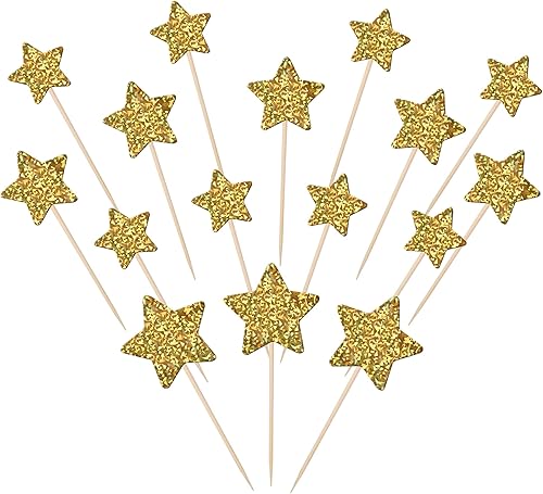 Miniatura 9 de 30 piezas plateadas de estrella pequeña para cupcakes con purpurina de estrellas centelleantes, decoración de pasteles de despedida de soltera,