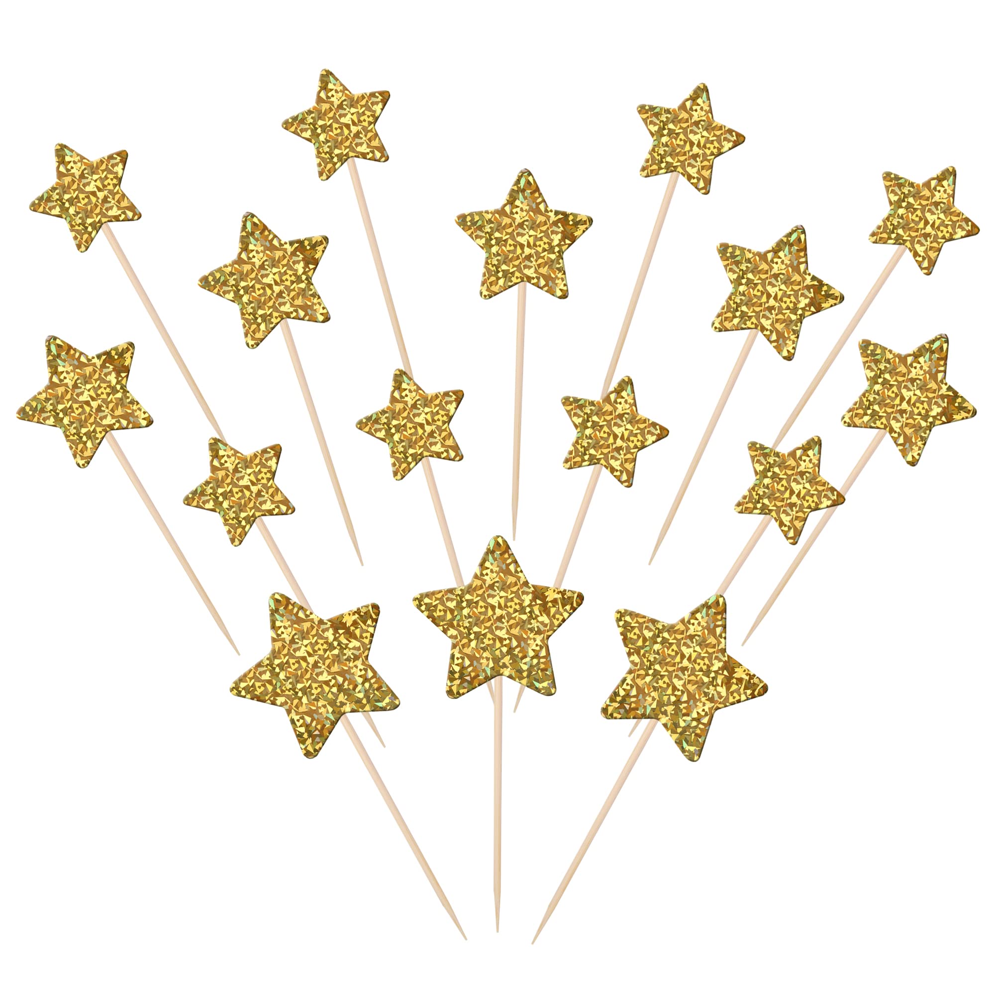 30 PCS Gold Little Star Cupcake Toppers Glitter Twinkle Star Cupcake Picks Baby Shower Cake Decorations for Wedding Engagement Bridal Shower Kids