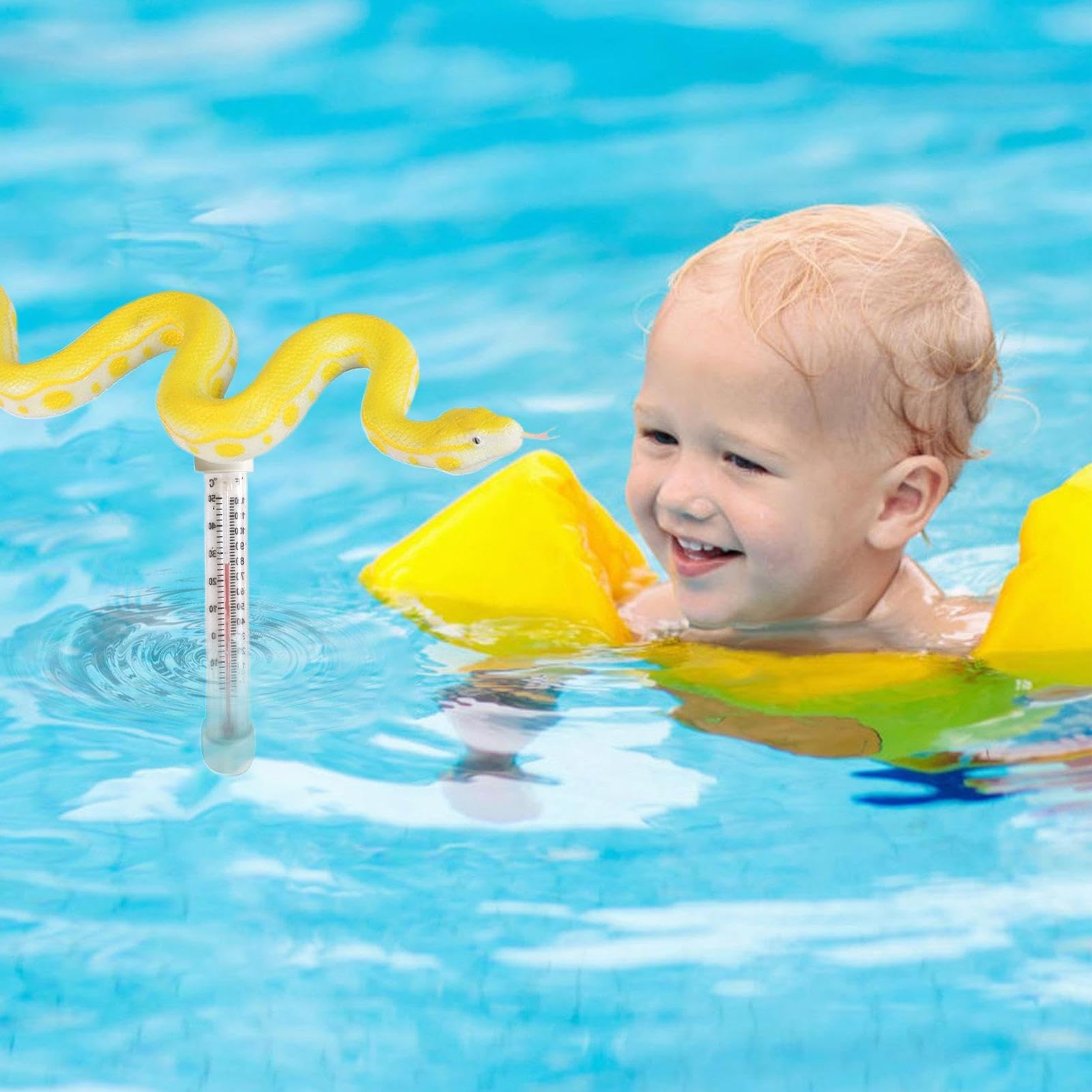 Termómetro para piscina, Termómetro flotante for piscina con 5 diseños de animales, 7,48 x 3,35 pulgadas(Python)