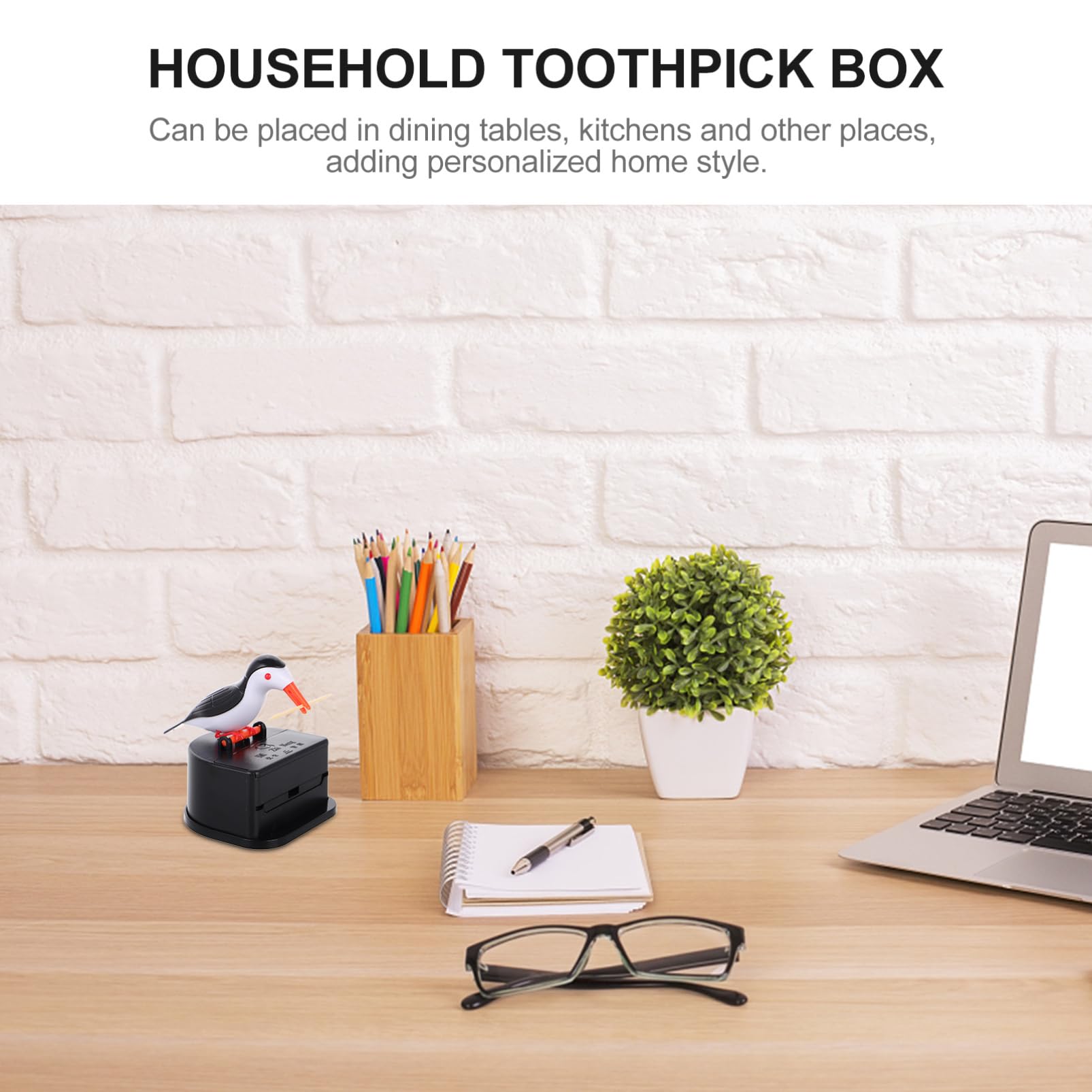 HOLIDYOYO Woodpecker Toothpick Holder Automatic Bird Toothpick Dispenser Bird Shape Toothpick Case Push-type Cute Funny Toothpick Box Containers for Kitchen Home