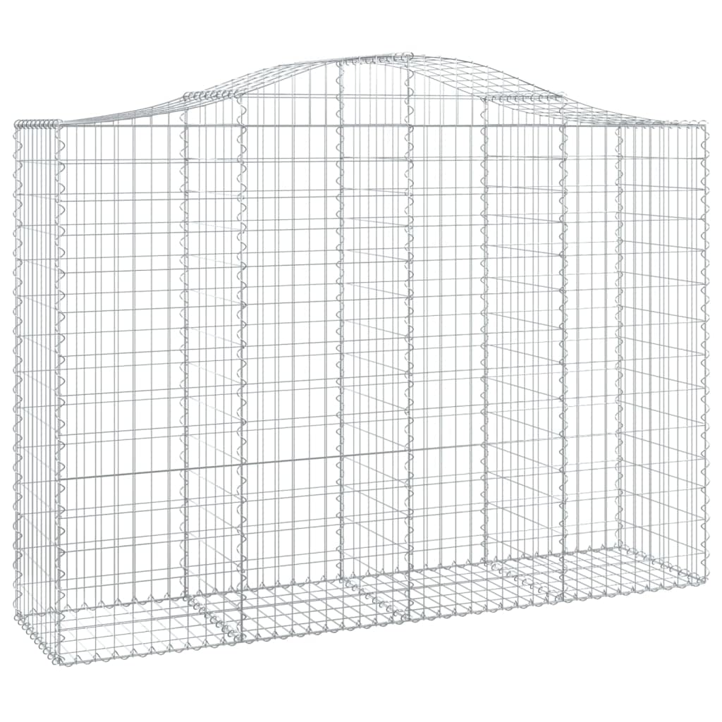 Gaviones de arco alto, juego de 15 unidades, 200 x 50 x 140/160 cm, hierro plateado | Barrera de jardín de hierro galvanizado resistente para patio delantero y patio trasero con construcción estable.