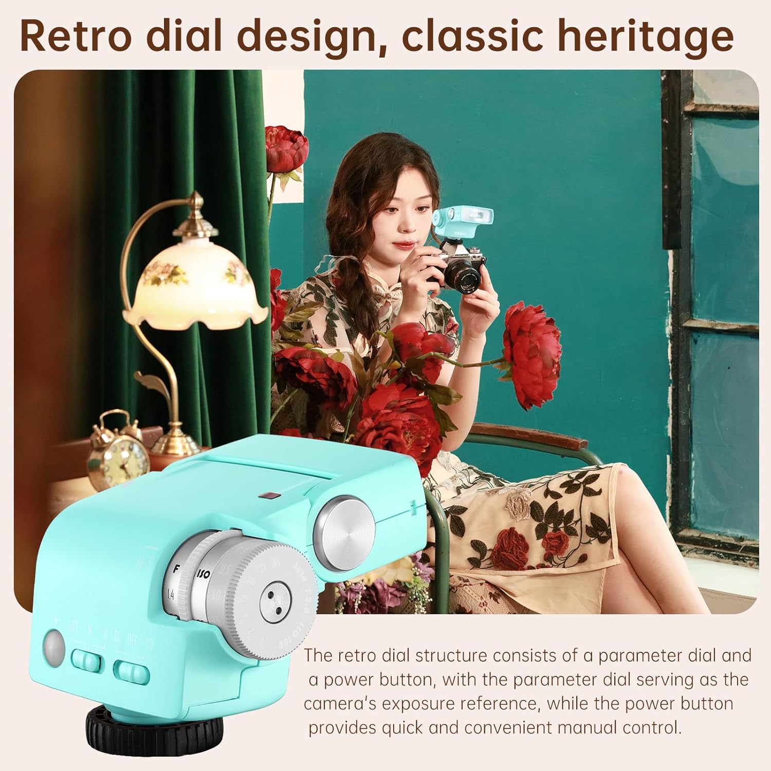 Hi5 Retro Camera Flash with Adjustable Head & Built-in 2500mAh Li-ion Battery, GN16 6000K±200K, S1/S2 Modes, for Sony/Canon/Nikon/Fuji/Olympus Hot Shoe Cameras​​