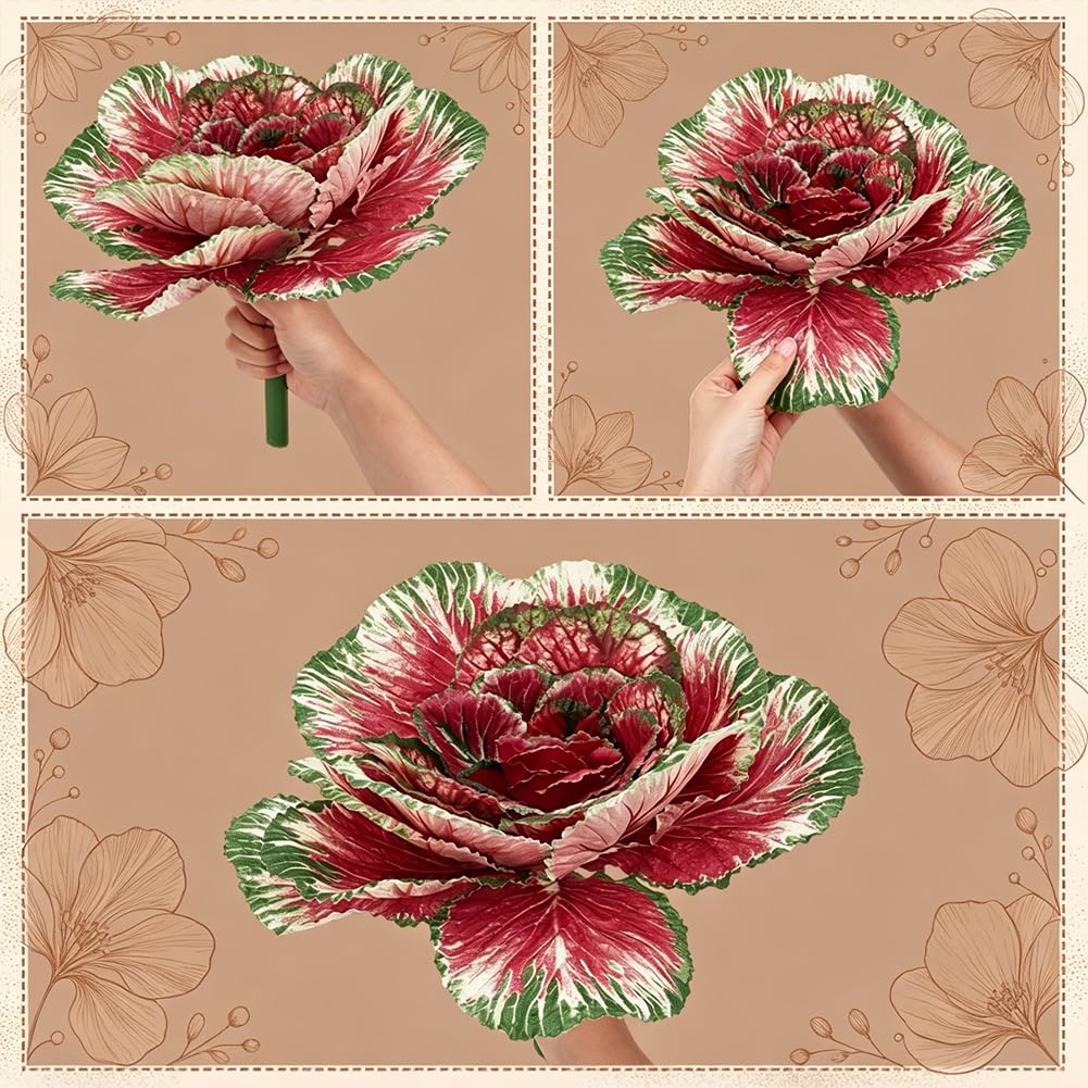 2 verdure artificiali di cavolo finto, realistiche, per piante di cavolo finte, decorazione per esterni, resistente ai raggi UV, verdure ornamentali finte, per casa, giardino, portico, patio