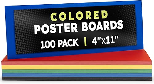 Miniatura 48 de Hygloss Tablero grande de póster de 22 x 28 pulgadas, 100 tableros de póster de colores neón surtidos a granel, 10 puntos de grosor, papel de póster