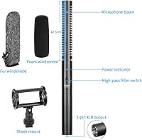 Vista 3 de BOYA Micrófono XLR, Micrófono Shotgun BY-BM6060 con Montura de Choque y Cubierta Antiviento para Cámara DSLR, Micrófonos Condensadores Profesionales