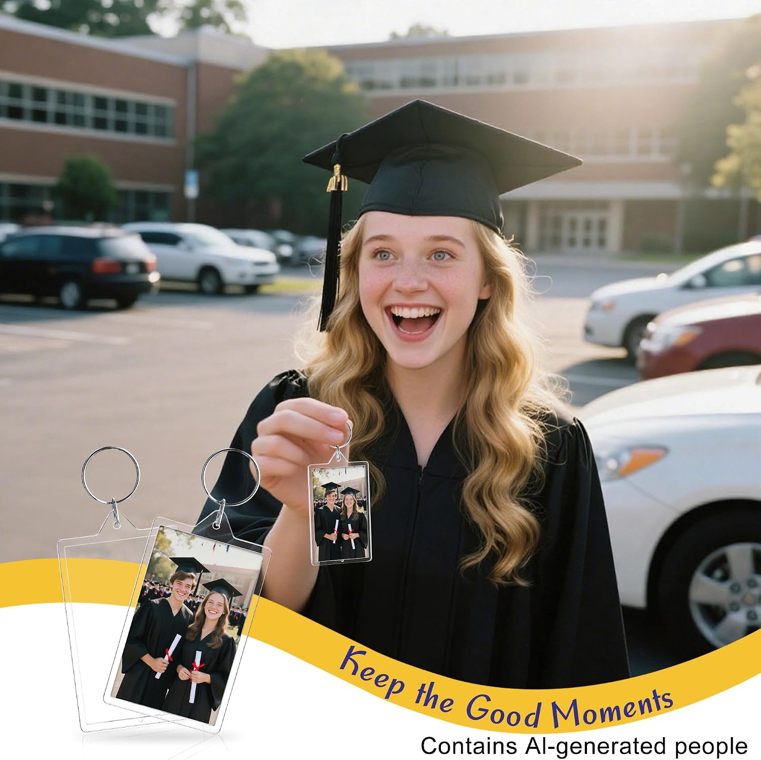 Yoption Photo Keychain 3.1 x 1.9 inch, Acrylic Clear Blank Picture Insert Frame Keychain for DIY Graduation Christmas Gifts