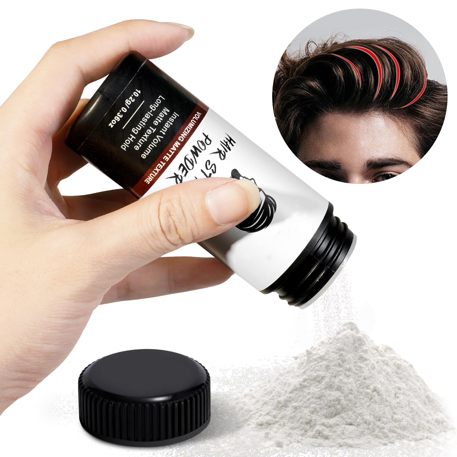 2 Pack Hair Styling Powder, Polvere per Lo Styling dei Capelli per Uomo, Texturizing Powder,aggiunge volume ai capelli, Aspetto Opaco e finitura naturale, Facile da Applicare