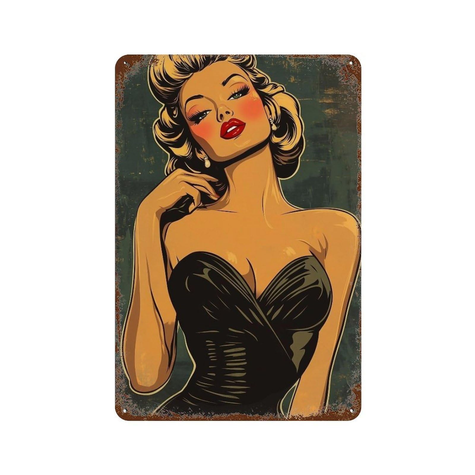 YHGERTKU Retro Lady 2 Wall Art Retro Iron Vintage Metal Tin Sign Poster Modern Decor for Living Rooms Gift 30x20cm