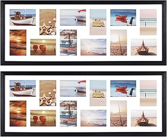 HORLIMER 4x6 Collage Picture Frame Set of 2, 12 Openings Multiple Frames Display 4 by 6 Photo with Mat for Wall Hanging