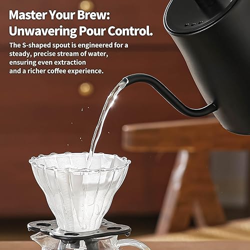 Miniatura 4 de Water Kettle Electric,Gooseneck Electric Kettle with 50pcs Coffee Filter,±1℉ Temperature Control, Fast Heating, Stainless Steel Interior, Ideal for