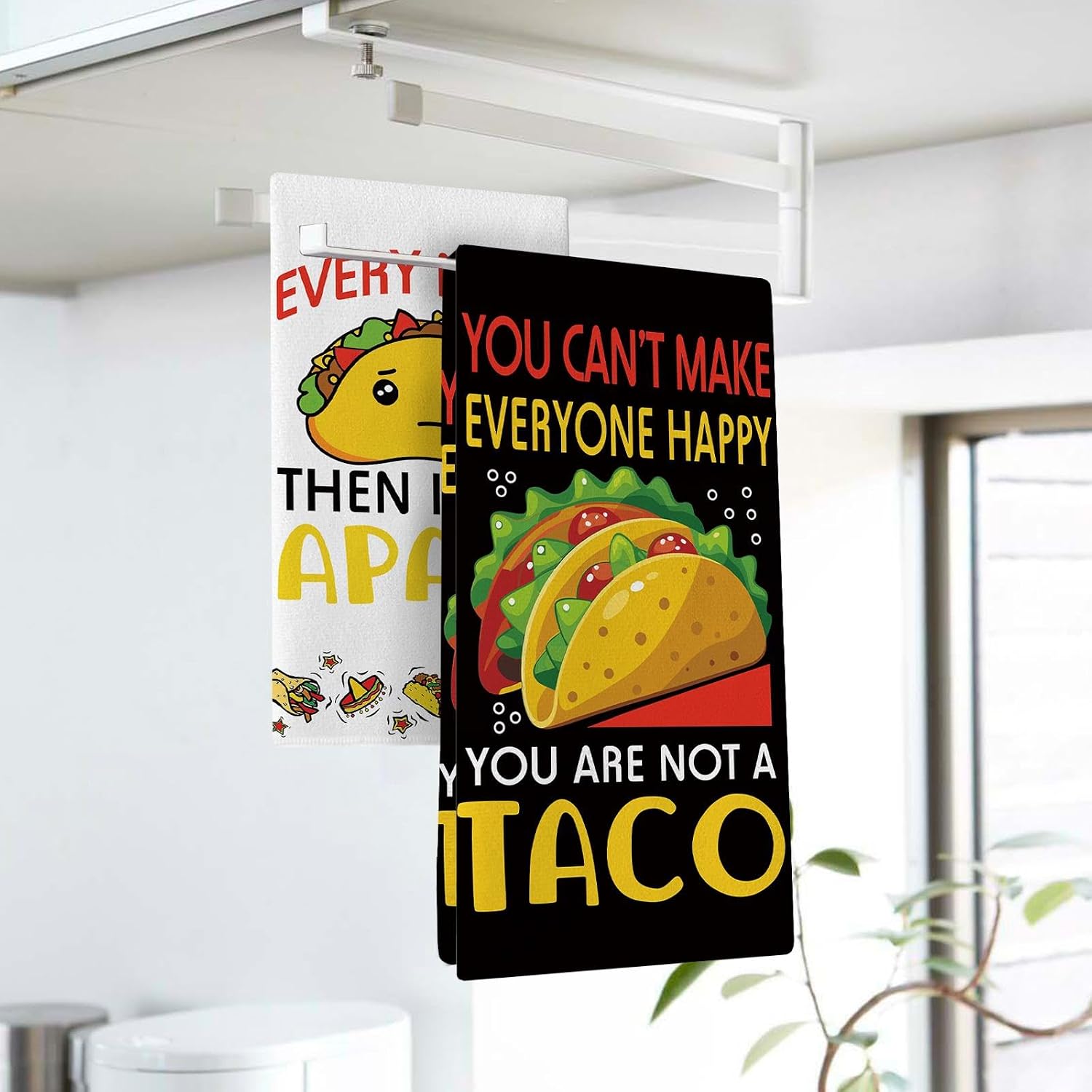 Funny Taco Kitchen Dish Towels Set of 2, Mexican Food You Can't Make Everyone Happy Drying Hand Towel Baking Cooking Cloth, Black Restaurant Dining Room Home Decor Taco Lover Gifts 18'' x 26''