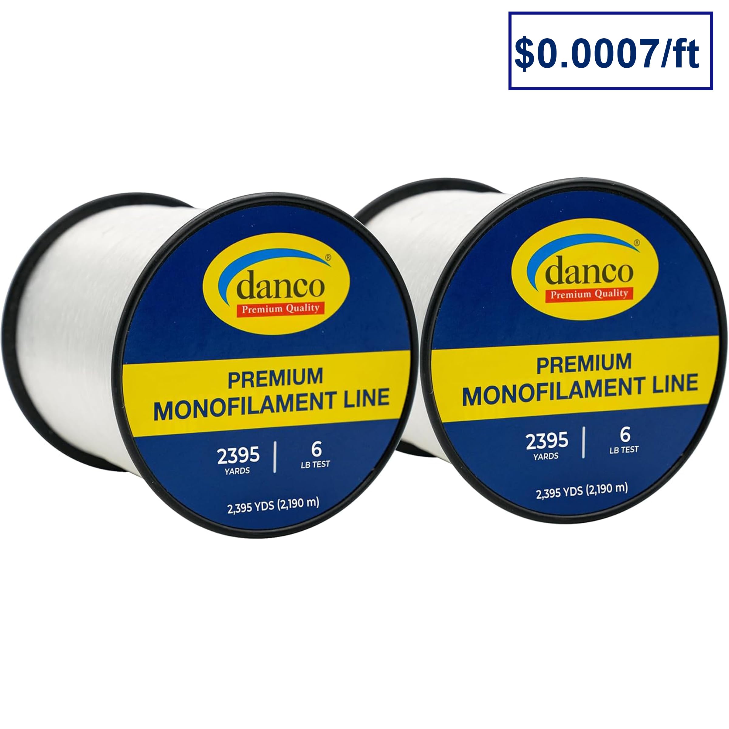 2 Pack 6lb Monofilament Line - 4790 Yards Total (2395 yds per Spool) - Clear Fishing Line, Freshwater & Saltwater, Strong Abrasion Resistant with Low Memory