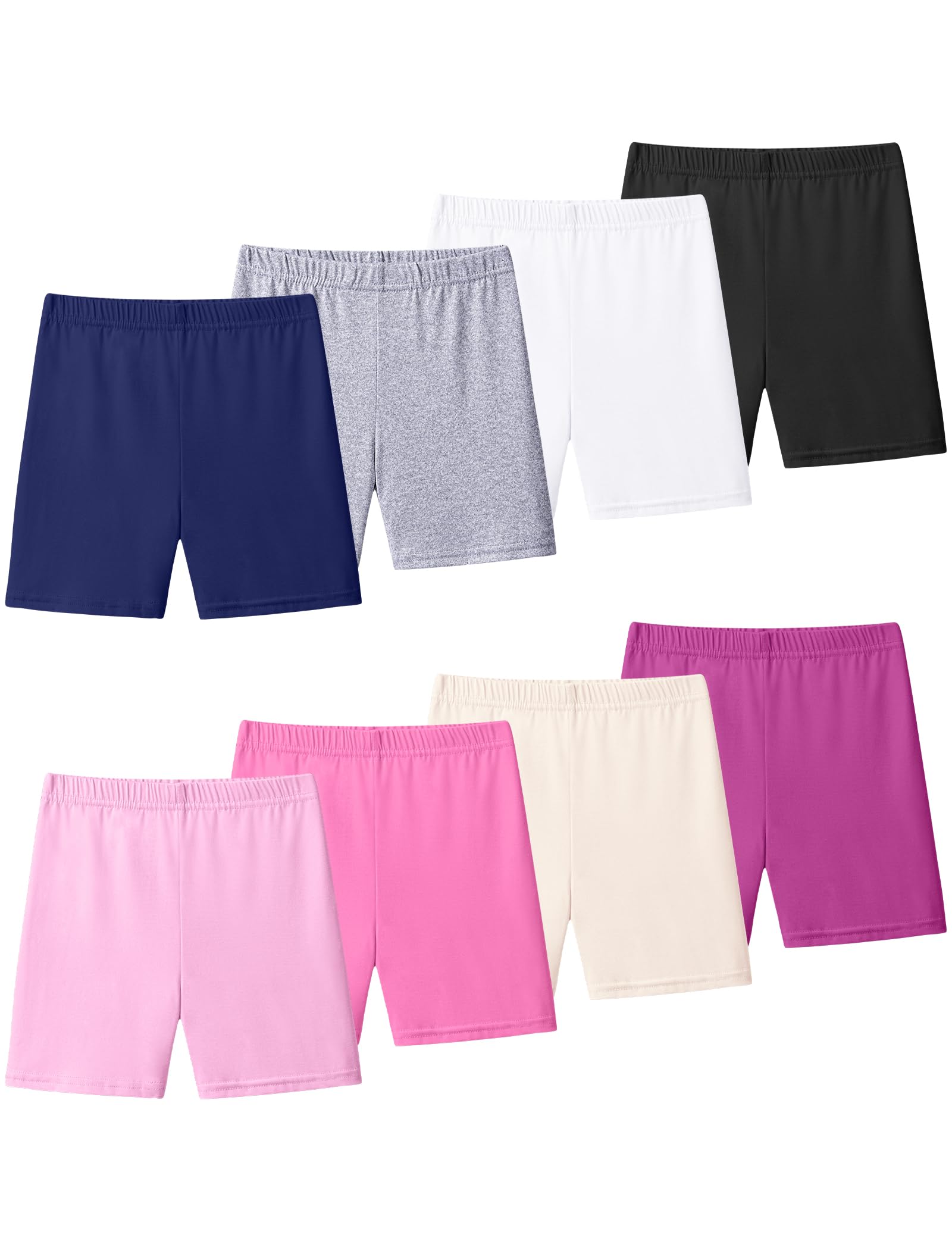 KEREDA 8er-Pack Kinder Radlerhose Mädchen Kurze Hose Sport Shorts Leggings | Sommer Sporthosen, Leichte Turnhose, Luftige Sommerhose, Geeignet Für Teenager, Passend 2-10 Jahre, Bequeme Hosen