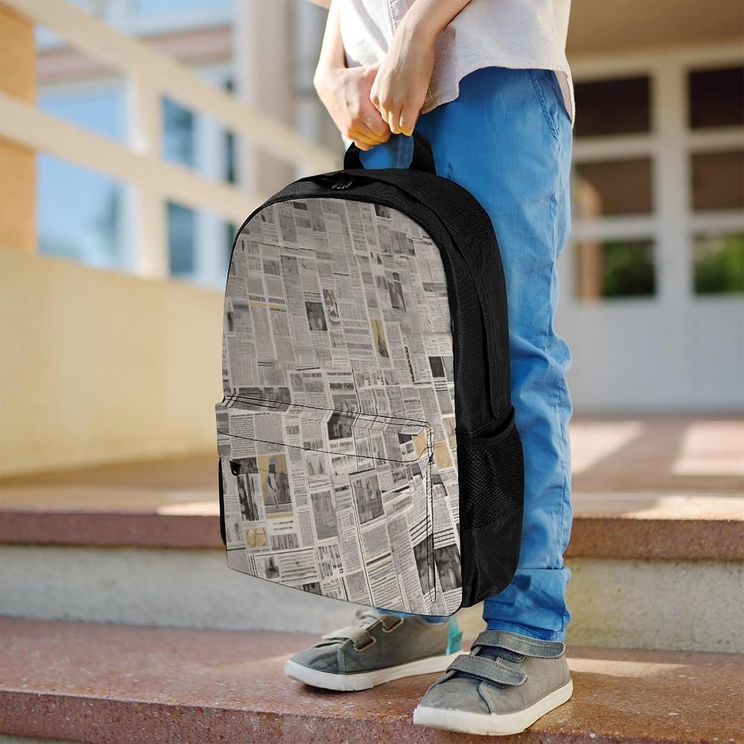 Newspaper Backpack Daypack Travel Backpack | Lightweight Casual Laptop Backpack for Women Men Aesthetic Travel Bag for Weekender Business Hiking Outdoor