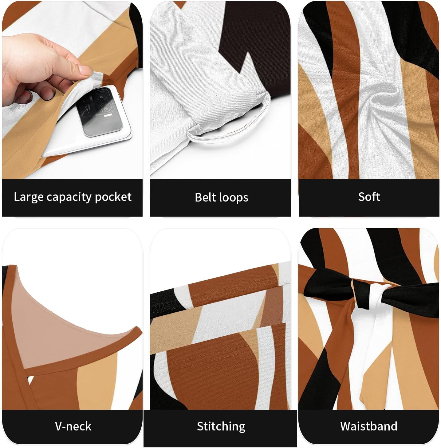 FANDEE Plus Size Maxi Dress Casual 3/4 Sleeve V-Neck Floral Flowy Long Dress with Belt - Image 7