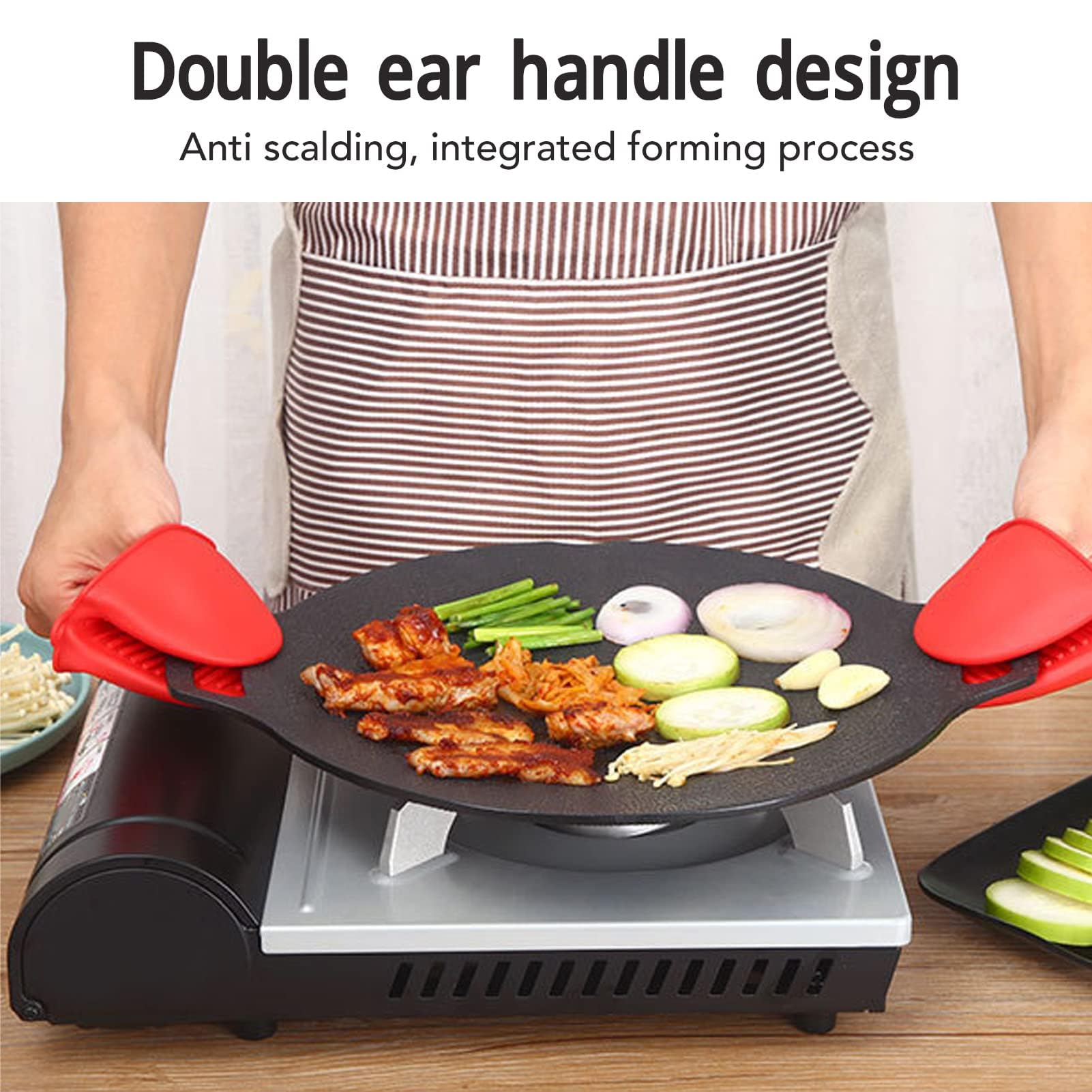 Padella Antiaderente, Padella Per Barbecue Coreana con Rivestimento a 6 Strati Per Campeggio All'aperto, Piastra Rotonda Per Barbecue con Fornello a Gas(33cm)