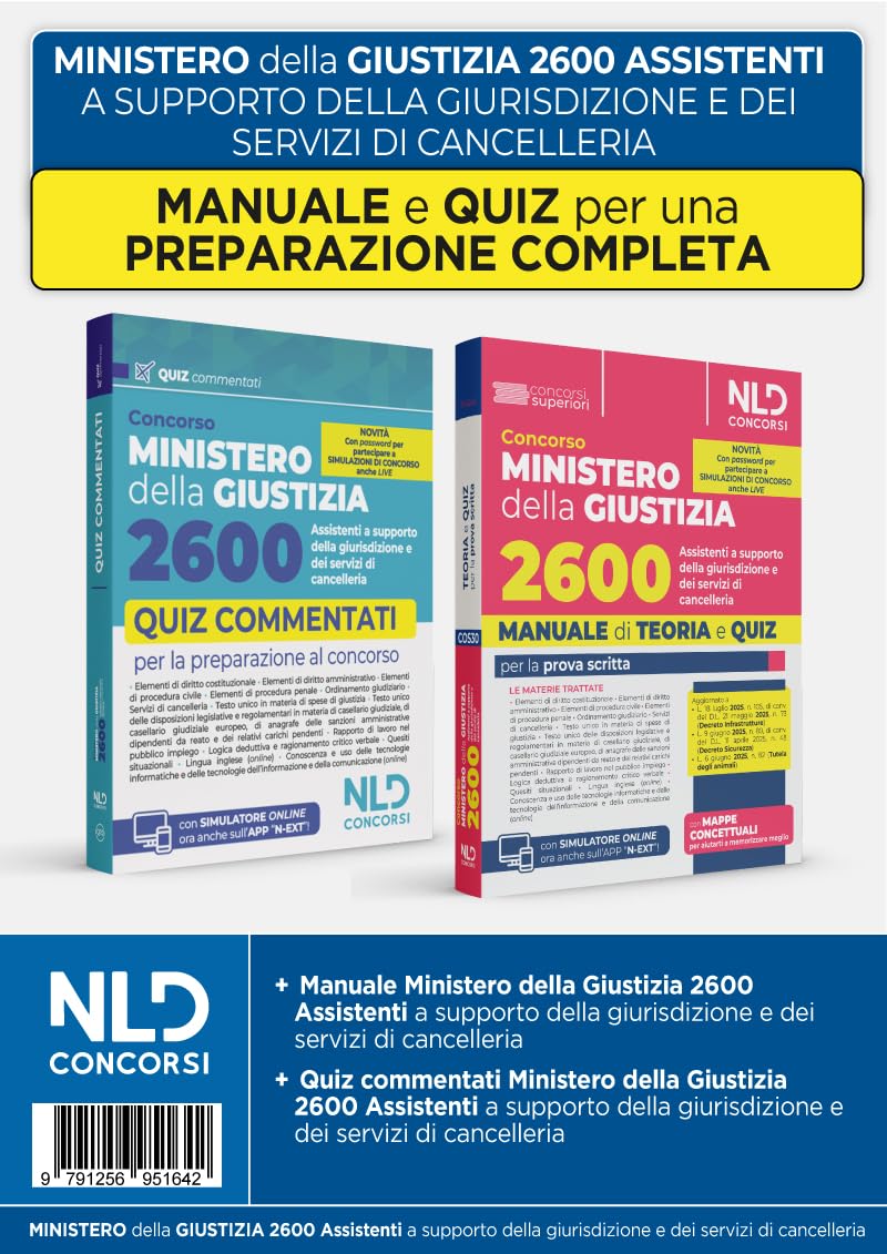 Concorso Ministero della Giustizia 2600 assistenti a supporto della giurisdizione dei servizi di cancelleria. Kit con manuale di teoria + quiz commentati per la prova scritta. Nuova ediz. Con soft...