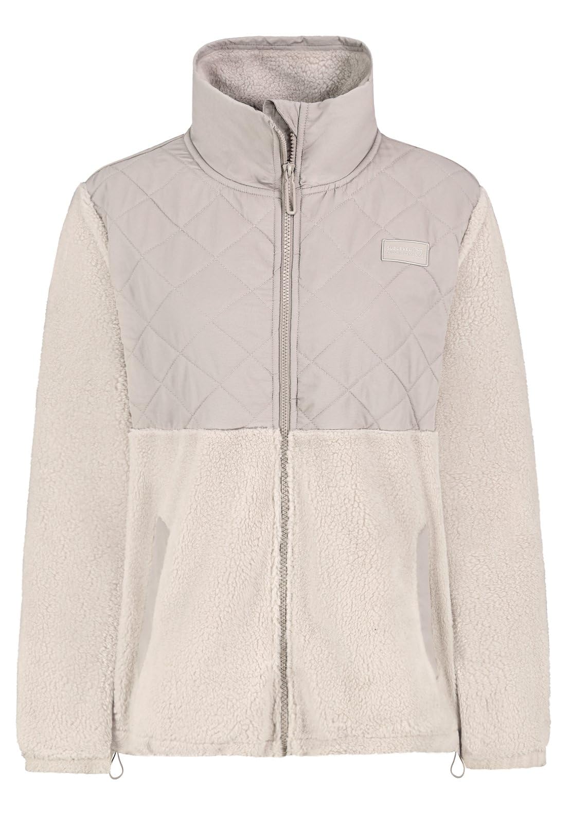 Sublevel Damen Teddy-Fleecejacke Plüschjacke mit Steppbesatz und Kragen