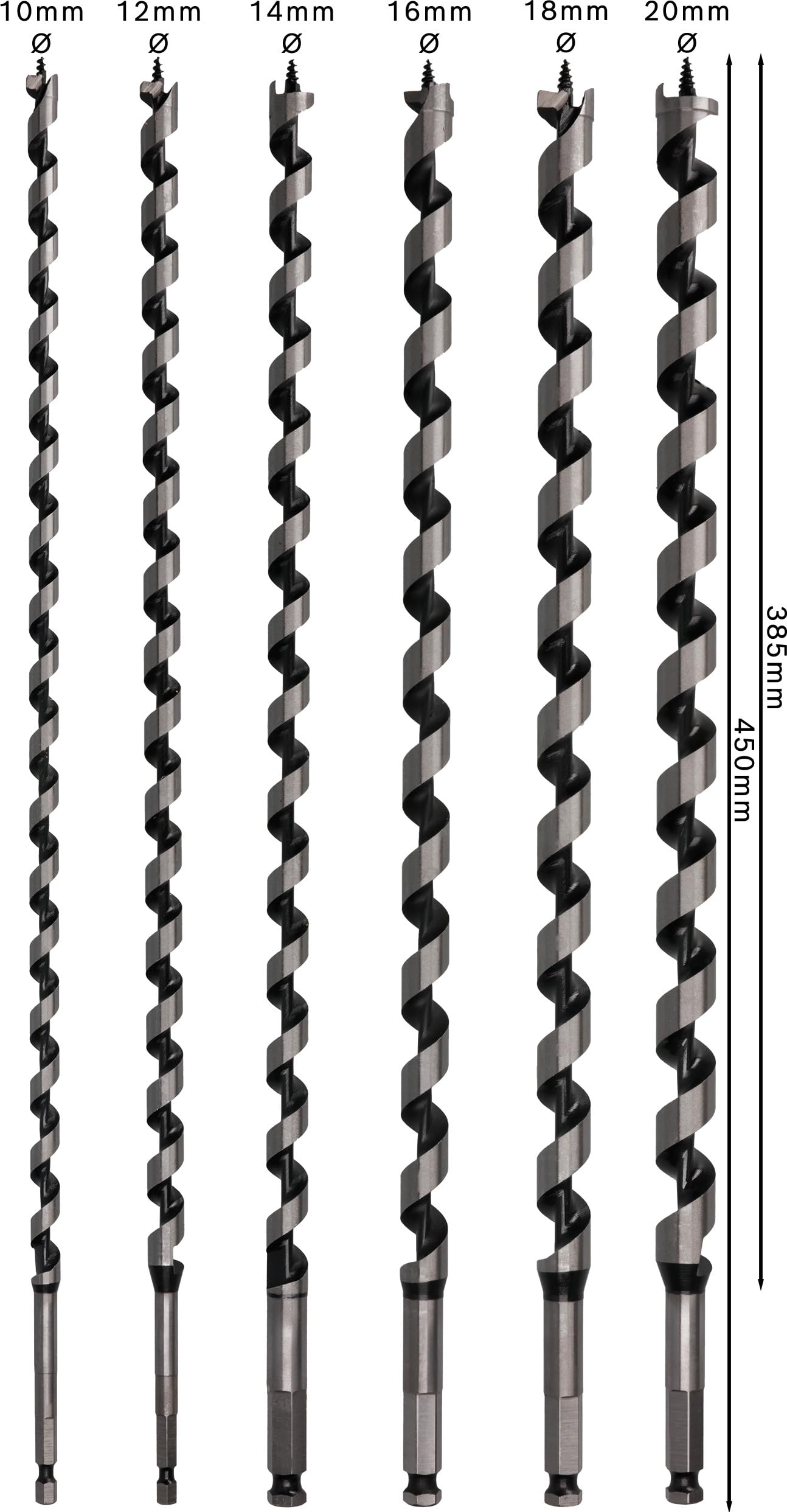 Bosch Professional 2607019322 Assortiment de mèches à simple spirale queue six pans Ø 10/12/14/16/18/20 mm Longueur 235 mm Noir/Argent