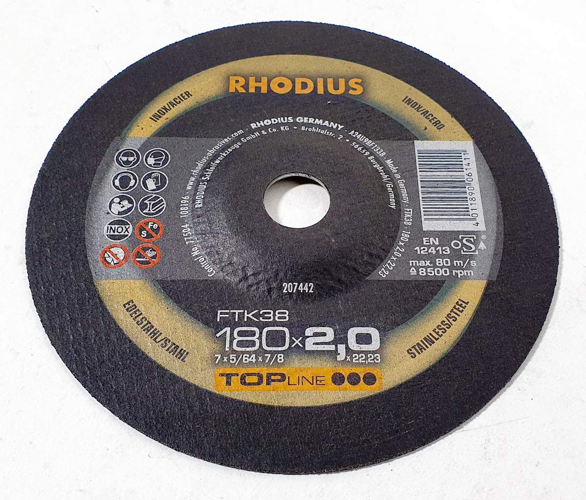 Dischi da taglio Rhodius FTK38 180 x 2,0 mm per acciaio inox/acciaio 25 pezzi ondulati