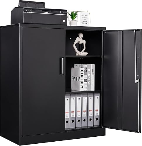 Miniatura 17 de Gabinete de almacenamiento de metal, gabinete de metal de 71 pulgadas de alto con 4 puertas y 2 estantes ajustables, gabinete de acero con bloqueo