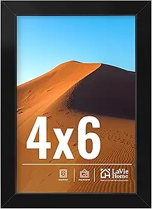 LaVie Home 4x6 Picture Frame for Wall Display, 4x6 Black Picture Frame with HD Plexiglas, 4 x 6 Frame 1 Pack, Display Frame for Vertical or Horizontal, Classic Collection