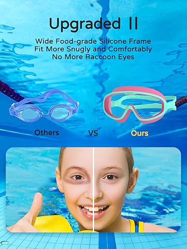 Miniatura 10 de COPOZZ Gafas de natación para niños de 8 a 12 años, visión amplia para jóvenes, antiniebla, sin fugas, gafas de natación transparentes para niños y